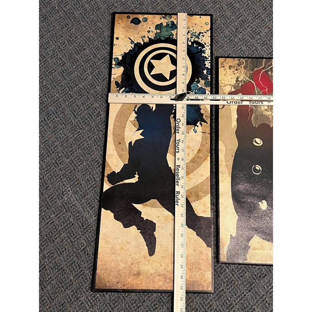 4 Marvel Silhouette Canvas Wall Art 32" Long Super Hero Set Light Weight TV Deco - Picture 3 of 11